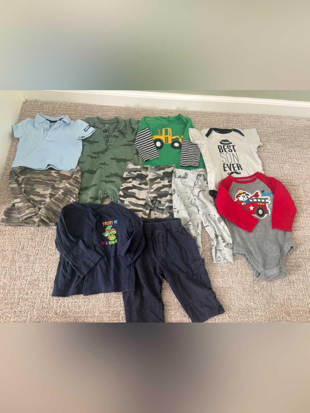 9 month boys lot Mixed Baby Boys Clothing Lot - Navy, Green, Gray, Red